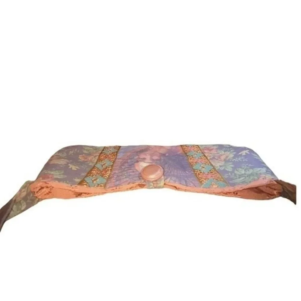 Unique Fabric Embroidered Floral Bathing Beauty Woman Shoulder Bag Purse NWOT